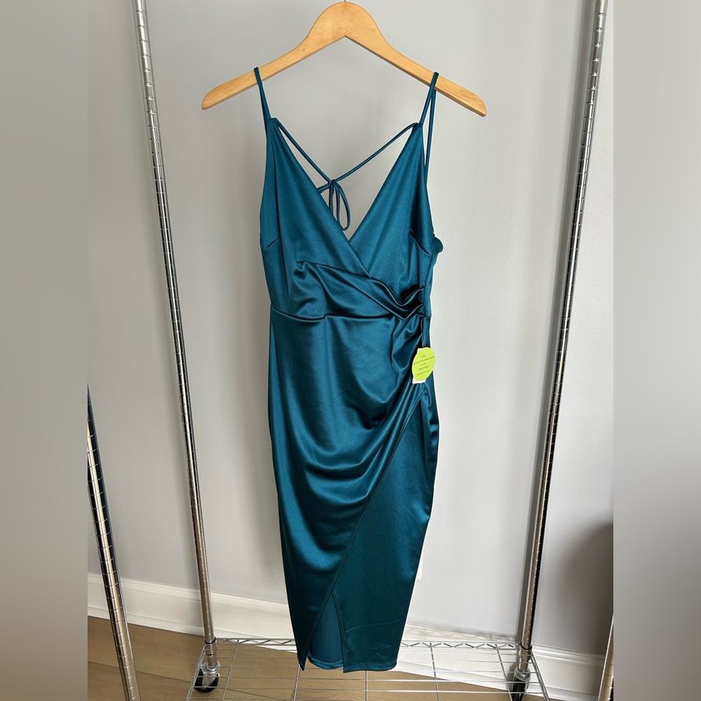Elegant Teal Wrap Dress